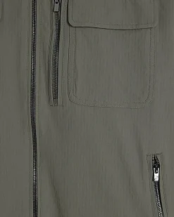 Green Ripstop Texture Muscle Fit Shacket