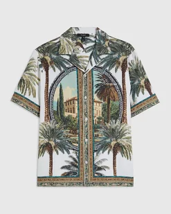 Green Riviera Palm Tree Print Shirt