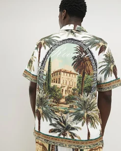 Green Riviera Palm Tree Print Shirt