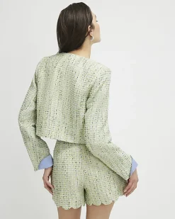 Green Scallop Trim Boucle Trophy Jacket