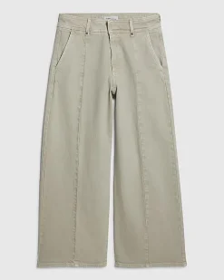 Green Seam Detail Cropped Jeans