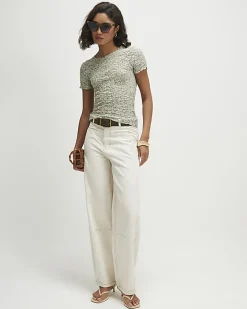 Green Short Sleeve Lace Top