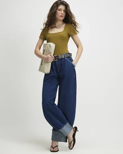 Green Short Sleeve Scoop Neck Bodysuit