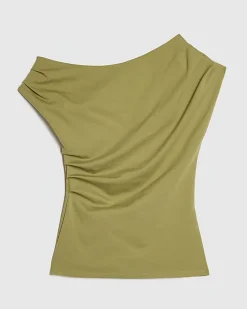Green Sleeveless Ponte Drape Top