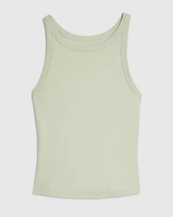 Green Sleeveless Ribbed Cami Top