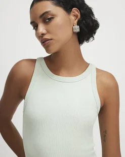 Green Sleeveless Ribbed Cami Top