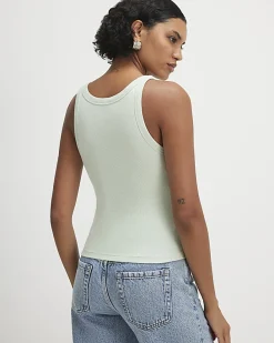 Green Sleeveless Ribbed Cami Top