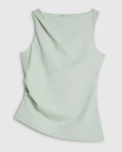 Green Sleeveless Slash Neck Top