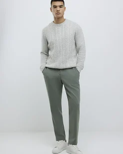 Green Slim Elasticated Smart Joggers