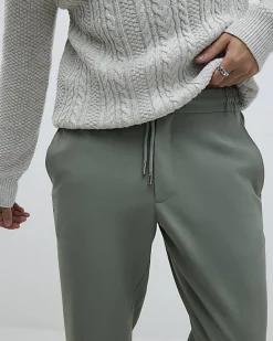 Green Slim Elasticated Smart Joggers