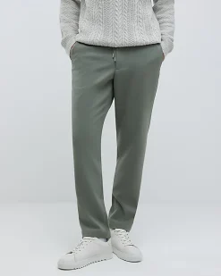 Green Slim Elasticated Smart Joggers