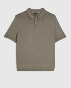 Green Slim Fit Knitted Polo Shirt