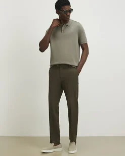 Green Slim Fit Knitted Polo Shirt