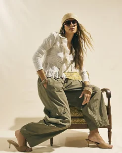 Green Straight Leg Cargo Trousers