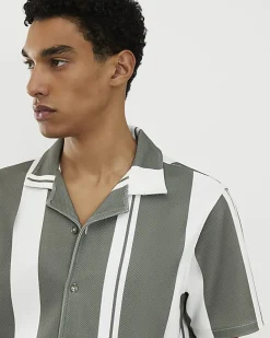 Green Stripe Revere Short Sleeve Shirt