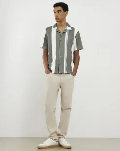 Green Stripe Revere Short Sleeve Shirt