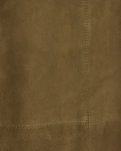 Green Suede Seam Detail Maxi Skirt