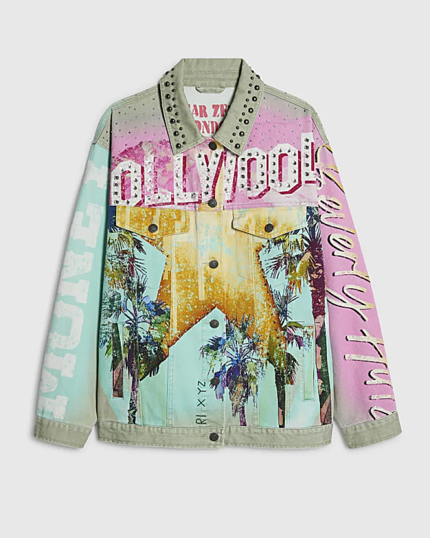 Green Year Zero Denim Printed Trucker Jacket