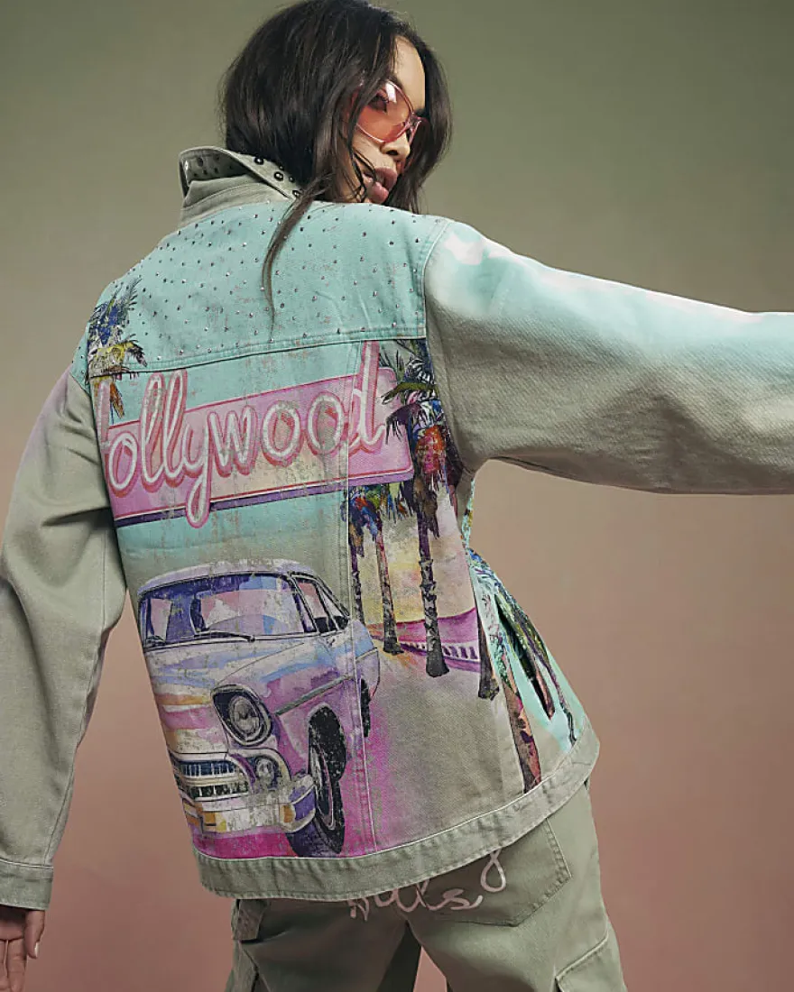 Green Year Zero Denim Printed Trucker Jacket