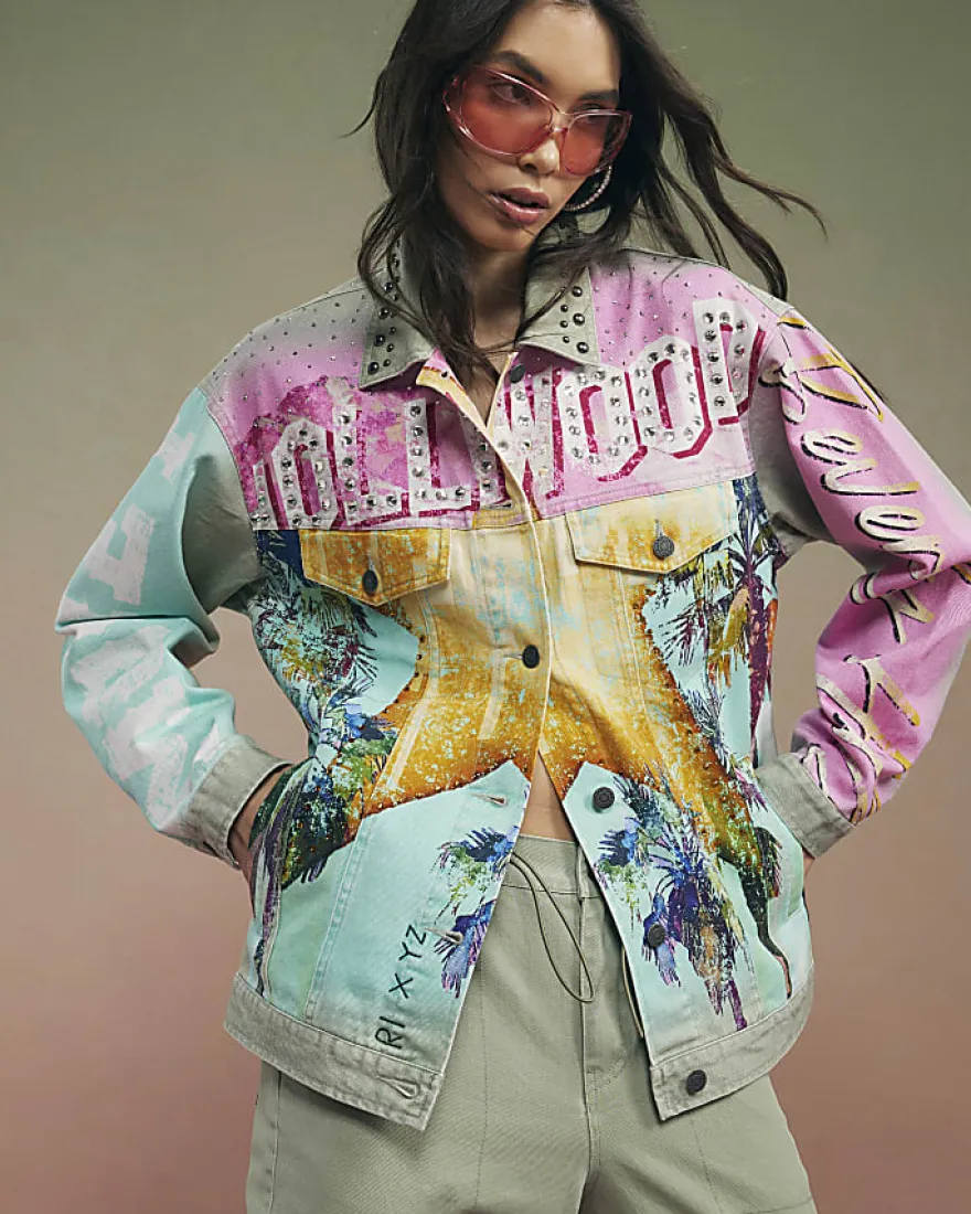 Green Year Zero Denim Printed Trucker Jacket
