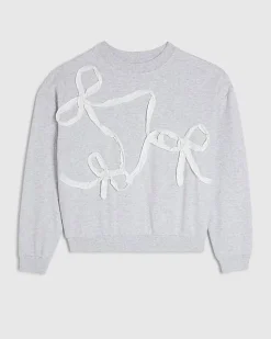 Grey Bow Detail Sweatshirt