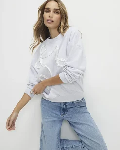 Grey Bow Detail Sweatshirt