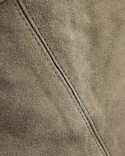 Grey Buckle Handle Suede Shopper Bag