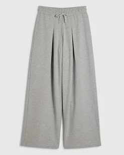 Grey Drawstring Wide Leg Trousers