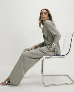 Grey Elasticated Wide Leg Trousers