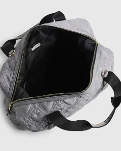 Grey Heart Quilted Holdall Bag