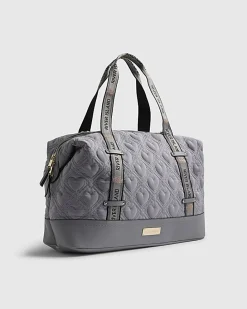 Grey Heart Quilted Holdall Bag