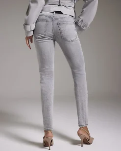 Grey High Waisted Slim Fit Ankle Grazer Jeans