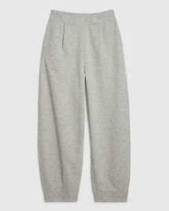 Grey Interlock Barrel Leg Trousers