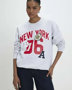 Grey Long Sleeve New York Sweatshirt