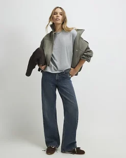 Grey Loose Fit Short Sleeve Top