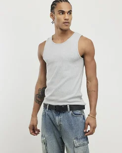 Grey Marl Rib Vest Multipack