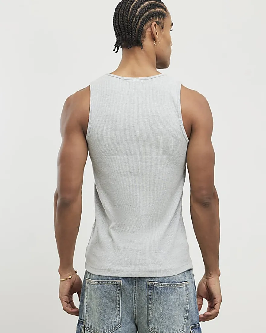 Grey Marl Rib Vest Multipack