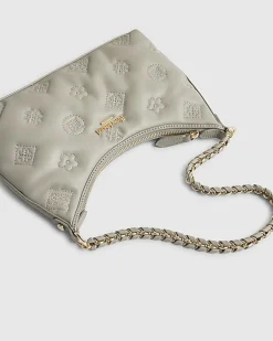 Grey Monogram Quilted Scoop Shoulder Bag