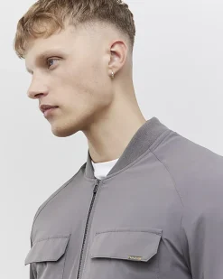 Grey Muscle Fit Bomber Jacket