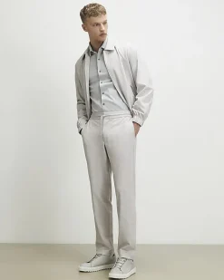 Grey Muscle Fit Pique Long Sleeve Shirt