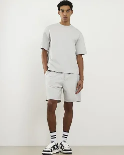 Grey Oversized Fit T-Shirt And Shorts Set