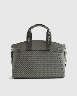 Grey Panelled RI Handle Tote Bag