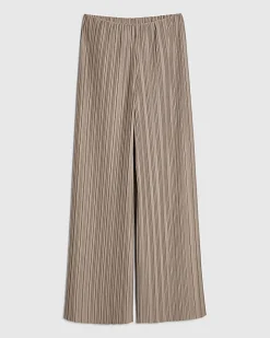 Grey Plisse Wide Leg Trousers