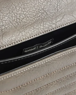 Grey Quilted Chain Shoulder Bag