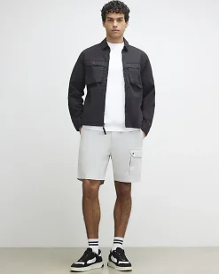 Grey Regular Fit Cargo Shorts