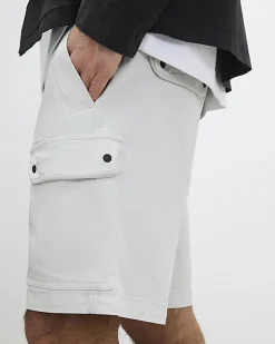 Grey Regular Fit Cargo Shorts
