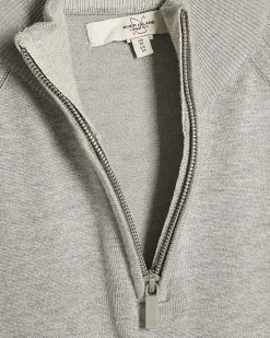 Grey Regular Fit Half Zip Jumper