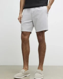 Grey Regular Fit Linen Blend Shorts