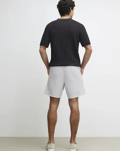 Grey Regular Fit Linen Blend Shorts