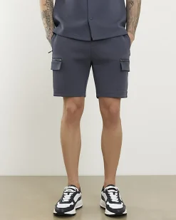 Grey Regular Fit Nylon Pocket Cargo Shorts